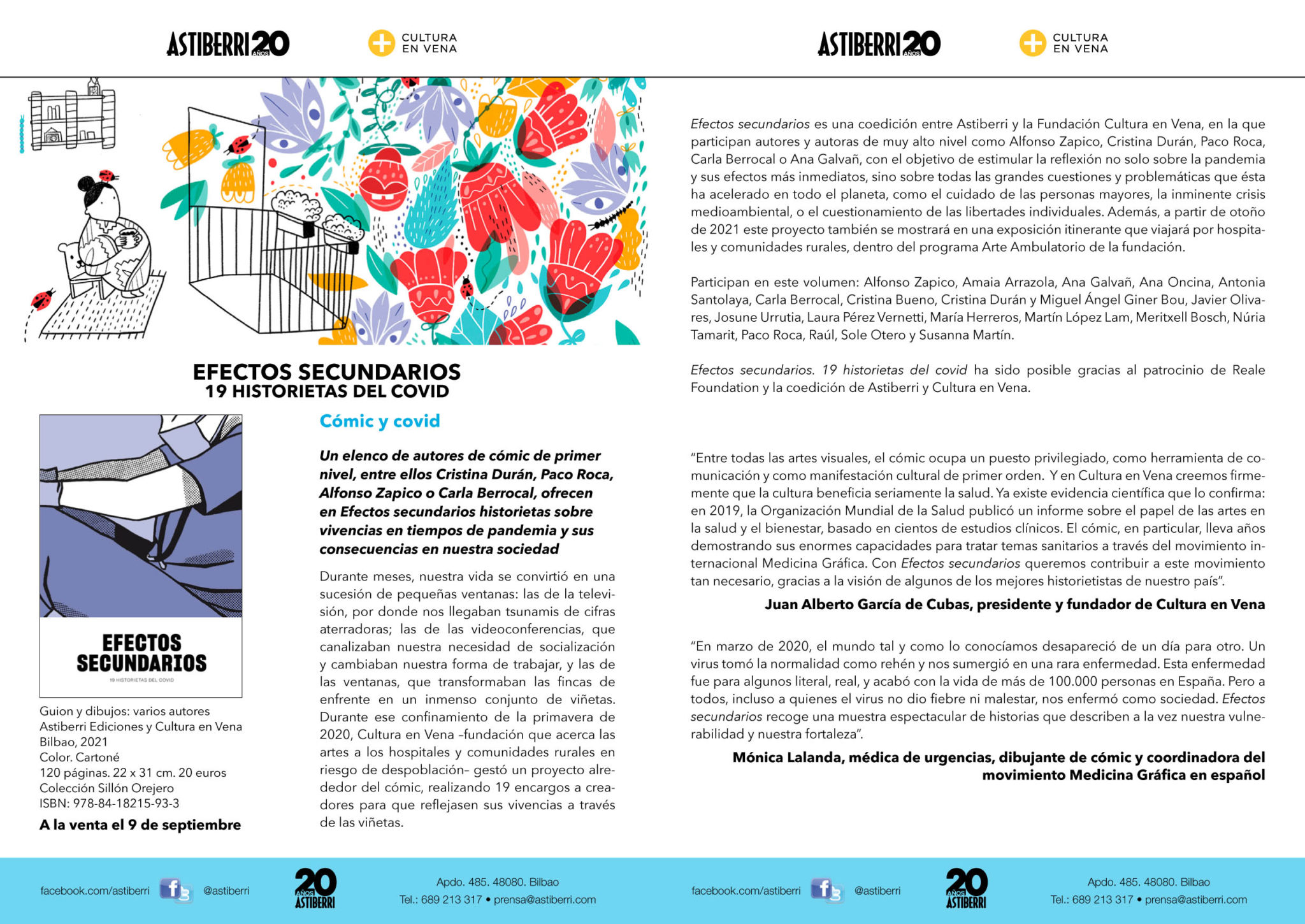 Noata de prensa de Astiberri sobre el libro EFECTOS SECUNDARIOS